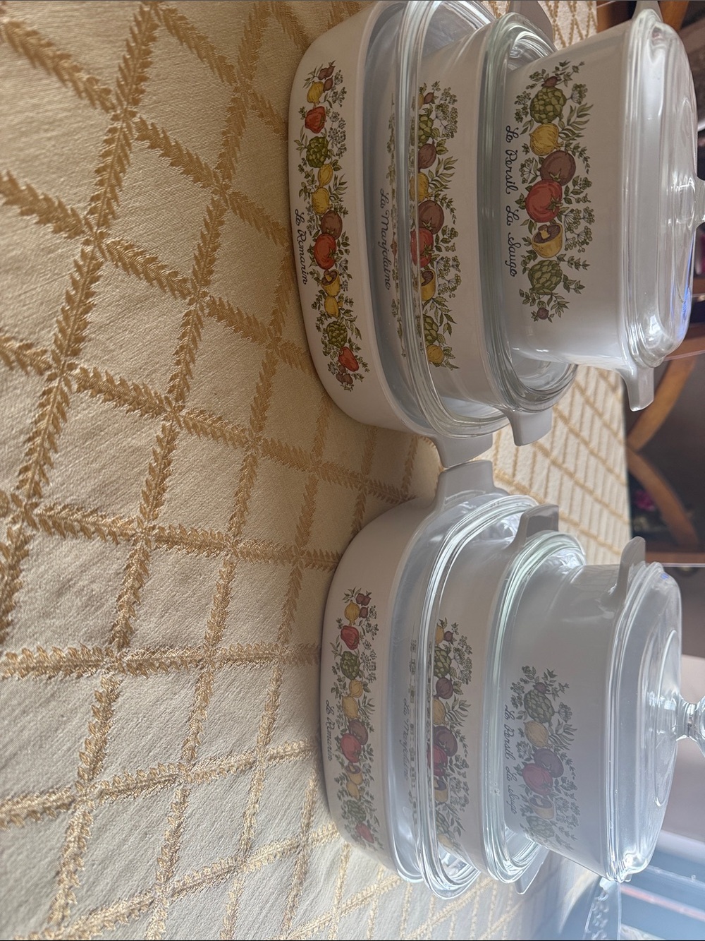 Corningware White Bakeware Set with Red, Yellow and Green Fruit Pattern